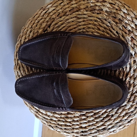 Dunhill Mens Luxury Brown Suede‎ Penny Loafers Black Rubber Soles EU43/US9 main image 6